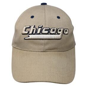 Chicago Strapback Hat Beige One Size Embroidered Adjustable 6 Panel